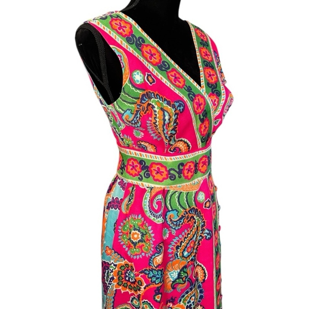 Vintage 60’s 70’s womens maxi day dress size 6 Psychedelic Mod colorful hippie - Picture 3 of 5